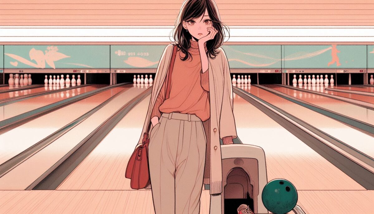 ボウリングに来たことを後悔している女性