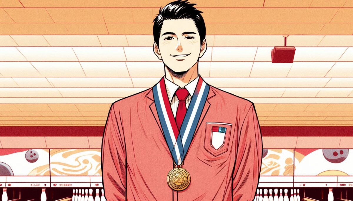 金メダルを首にかけるプロボウラー
